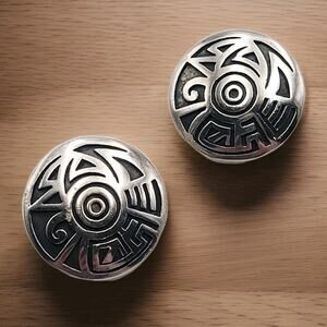 Sterling Silver Earrings Native American 925 Vtg